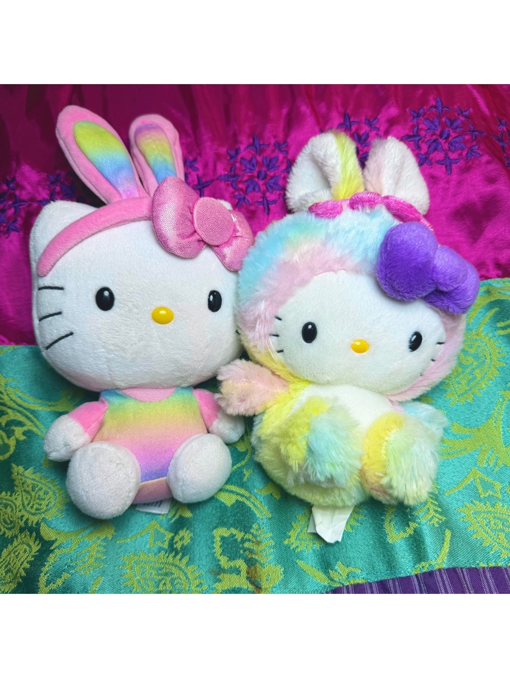 Set 2 Hello Kitty Sanrio Easter Bunny Plush Dolls